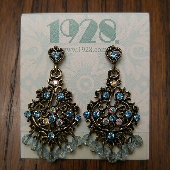 1928 Jewelry - 1928 Blue Chandelier Earrings